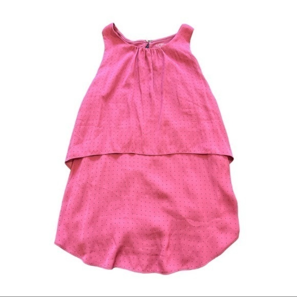Ann Taylor LOFT Dark Pink Polka Dots Sleeveless Blouse Size Med EUC #4614
